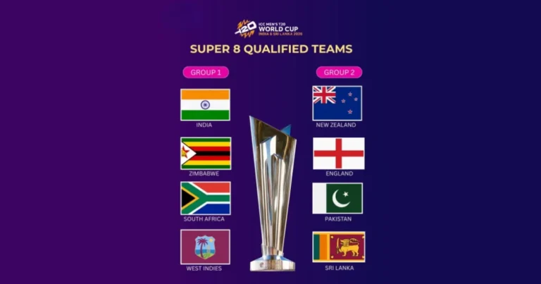 följ den senaste t20 vm 2026 super 8 poängställningen och håll koll på vilka lag som avancerar i turneringen.